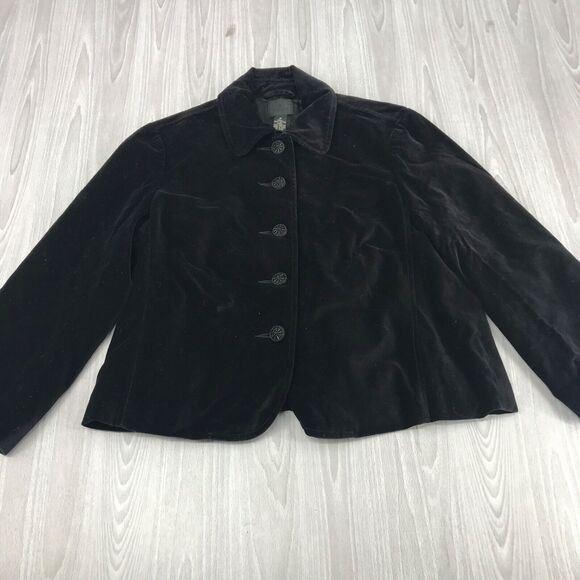 Lucky Brand Dungaree of America Black Velvet Jacket‎ Blazer Women's Medium - Picture 7 of 10
